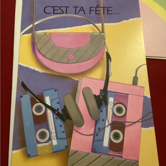 5 vintage birthday greetings cards with french text please read description - Picture 4 of 10